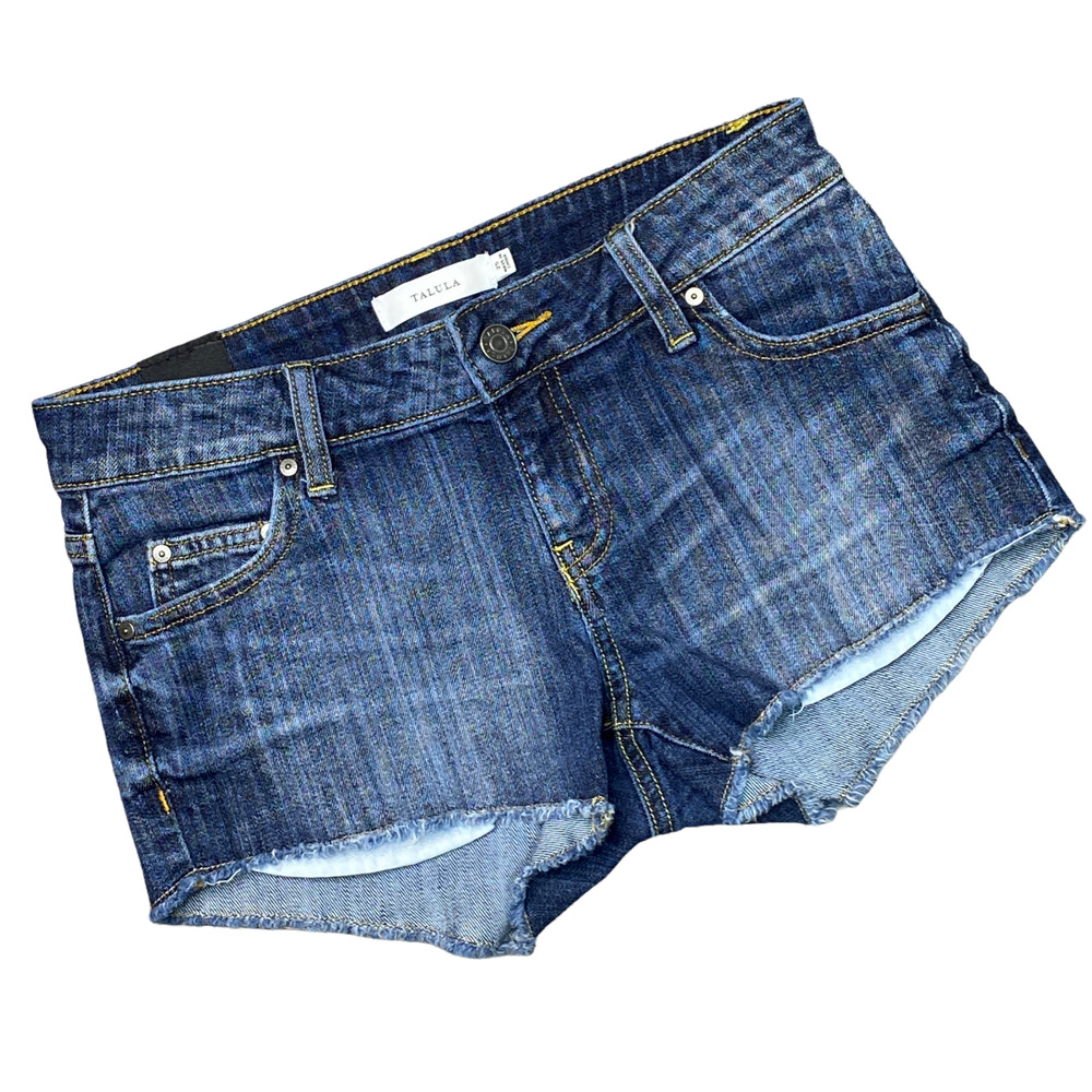 TALULA for ARITZIA | sz 25 Women's Dark Wash Low Rise Denim Cut Off Jean Shorts